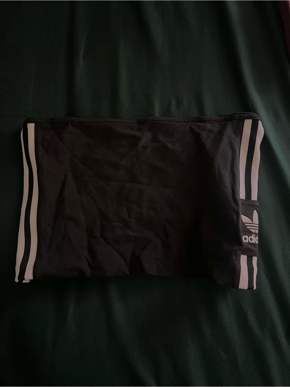 adidas Black and White Strapless Crop Top with 3-Stripes